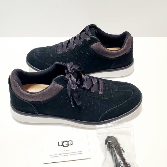 UGG W Victoria Perforated Suede Sneakers Black Sz 9 NWB - Picture 8 of 12
